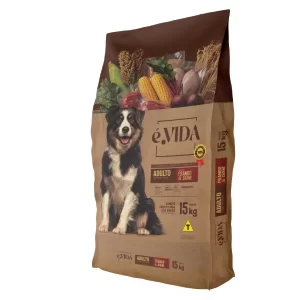 Ração Seca É Vida Frango e Carne para Cães Adultos Todas as Raças