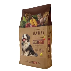 Ração Seca É Vida Frango e Carne para Cães Sênior Raças Médias e Grandes